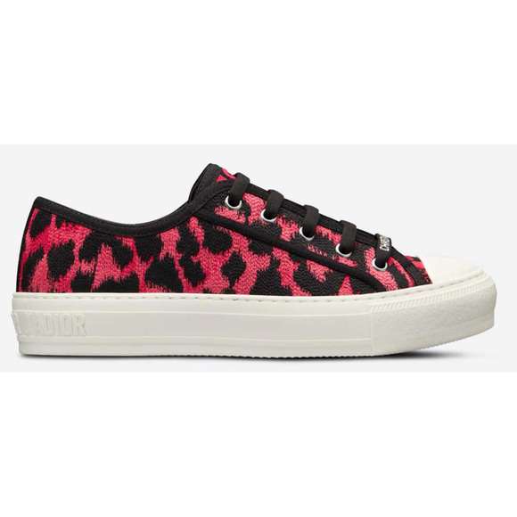 Dior Walk'N'Dior Black Pink Leopard Lace Up Flat Low Top Trainer Sneaker 38.5 - Picture 1 of 12